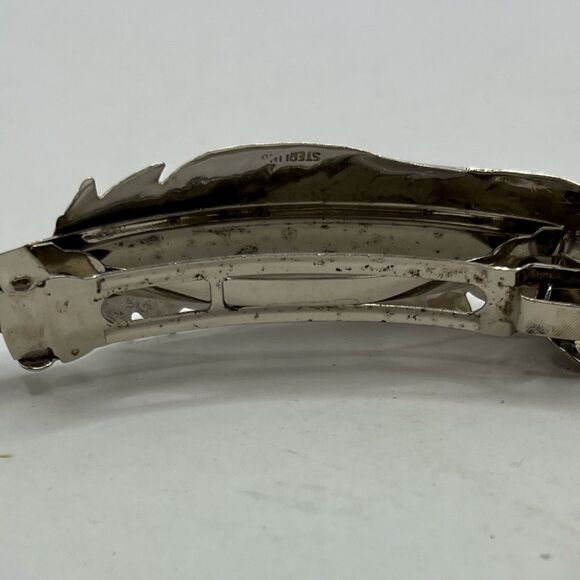 Vintage Navajo sterling, feather hair clip - Picture 3 of 7